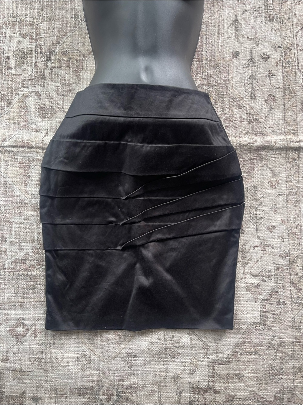 Roberto Cavalli Archive 2007 Mid 2000’s Black Layered Pleat Mini Skirt